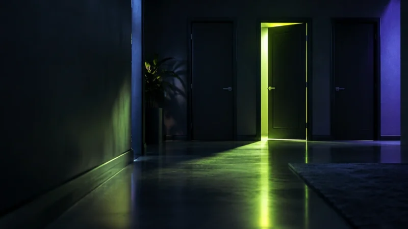 Corridor with one door open to lime light, for choosing the best ecommerce PPC agency