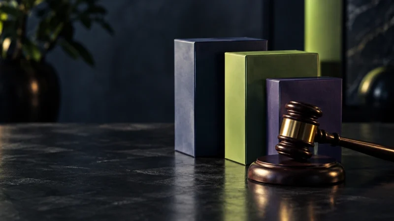 Auction gavel beside product boxes, for Google Shopping feed, structure and bidding
