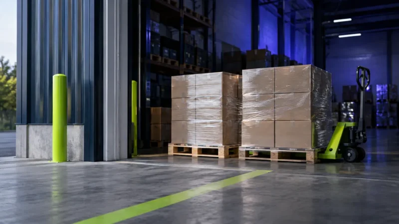 Warehouse loading dock with pallets of boxes ready to ship as a new Walmart seller