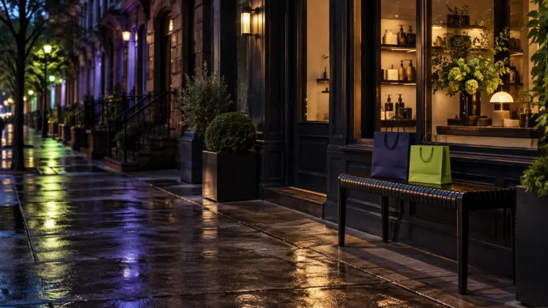 New York boutique storefront in the evening for ecommerce conversion rate optimization