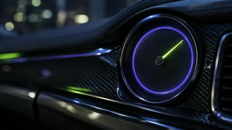 Car dashboard gauge glowing at night representing Performance Max for ecommerce