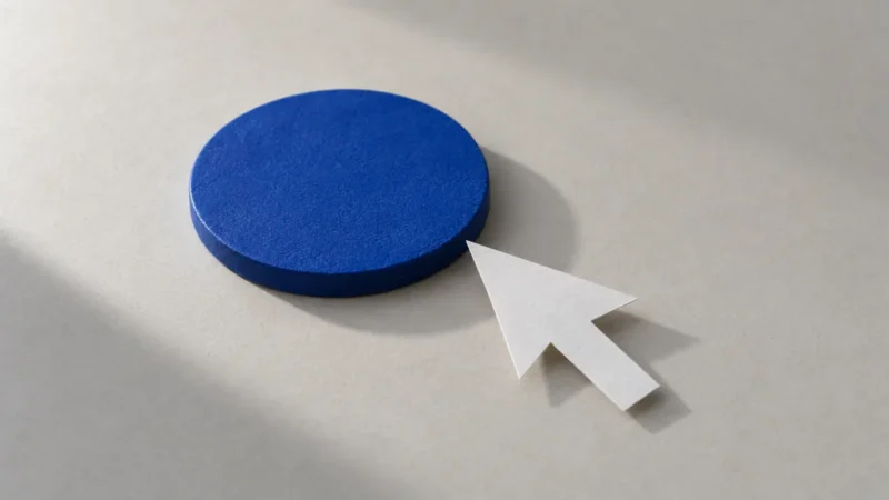 Blue objects arranged on a desk, PPC campaign illustration